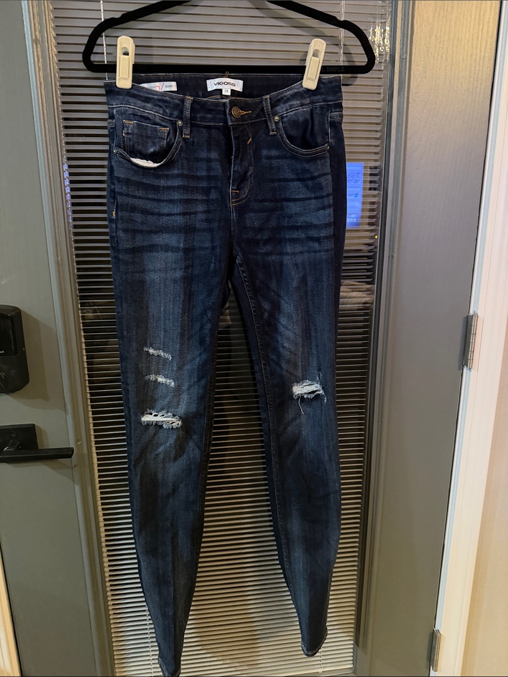 Vigoss Dark Indigo Distressed Skinny Jeans